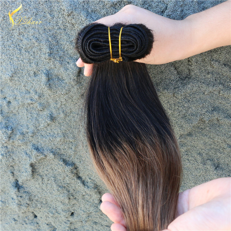 8-30 inch Machine Double Weft two tone #1b #6 virgin brazilian hair weaves ombre color human hair bundles