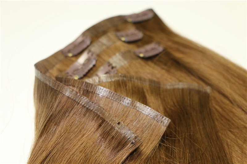 Best Selling In America 180g Indian Remy weft clip in hair extensions brown color