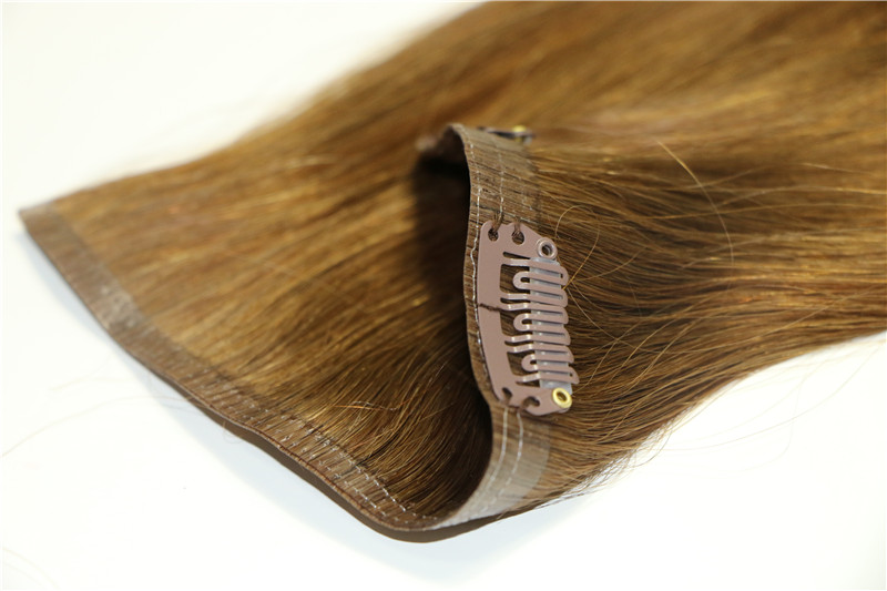 Best Selling Strong Double drawn 18" brown color light wave virgin human hair clip in hair