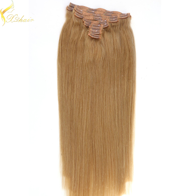 Best selling double weft double drawn clip in remy hair extensions 190g