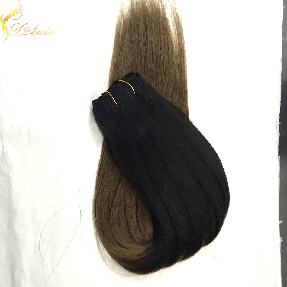 Best selling ombre hair extension two colored cheap brazilian hair ombre color human hair weft
