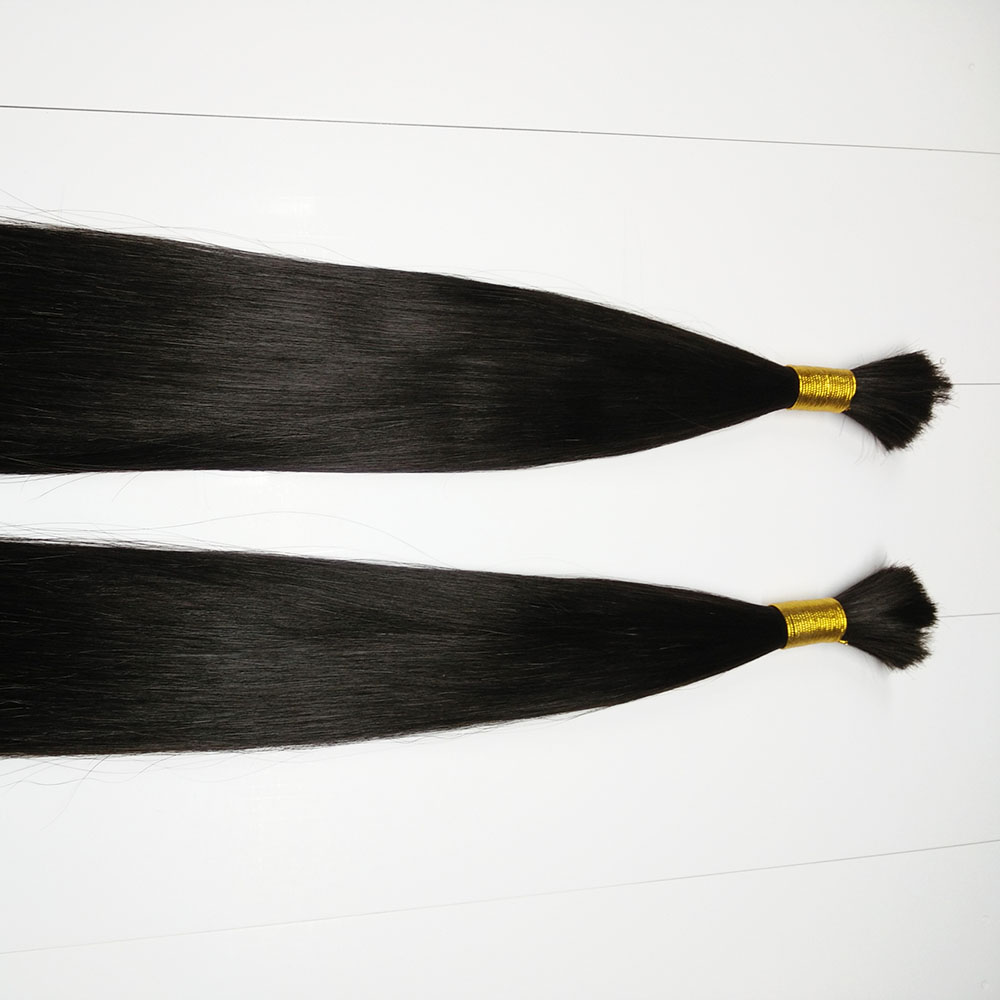 Black human hair bulk 100g per bundle double drawn human hair