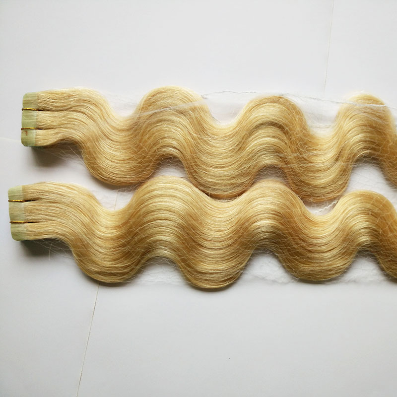 Blond hair 613 top quality color 60 virgin remy human hair extension blue tape hair