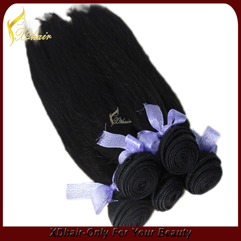 Manufacture Wholesale 100% Human Hair Cuticle Remy Brazilian hair 22"  #1 Jet Black