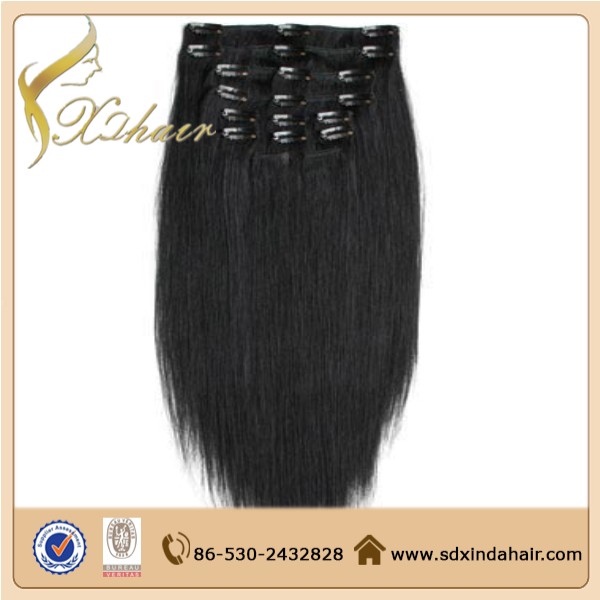 Cheap 100% human hair 100g-200 grams clip in hair extensions full head clip in hair extensions free sample