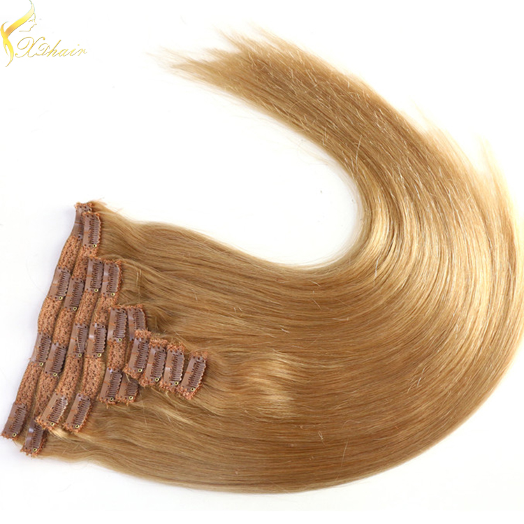 Cheap and high quality 220g remy russian clip on hair extensions human