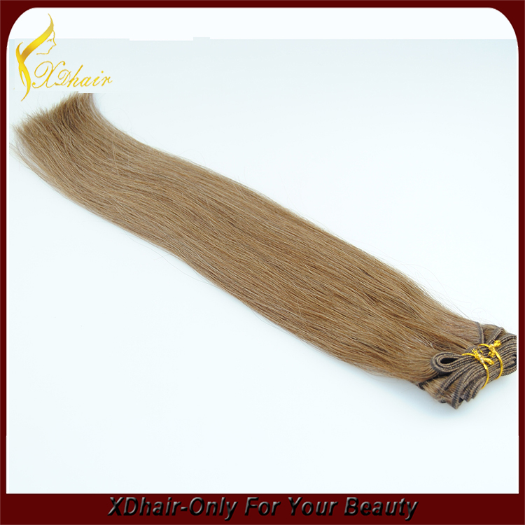 Cheap fast shipping top grade 100% Brazilian remy human hair weft light brown double drawn natural looking hair weave