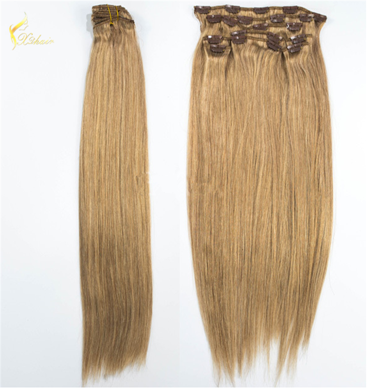 Cheap price wholesale 22inch 100 real Mogolian Clip in human hair extensions