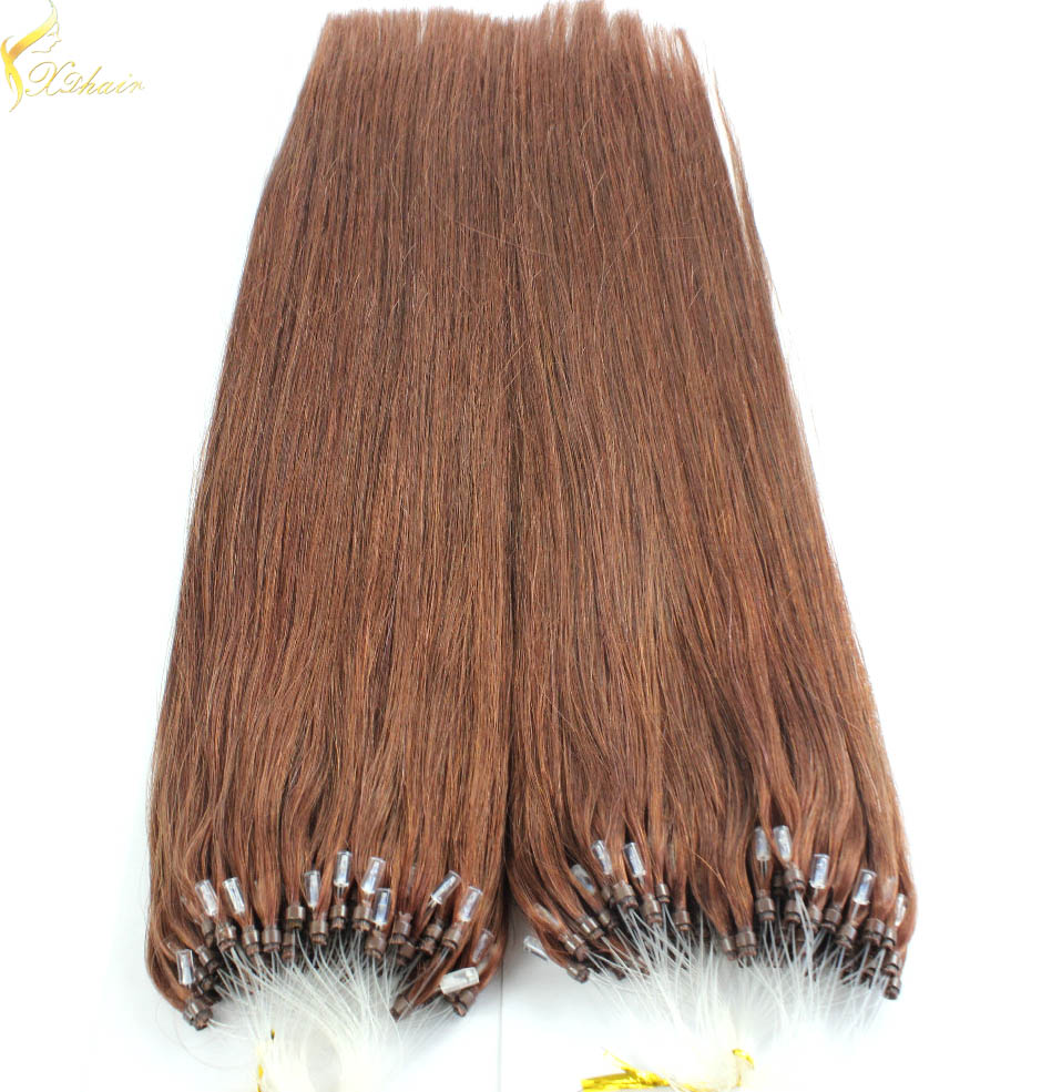 Cheap silky straight blonde 100% human remy 0.8g micro ring invisible hair extension