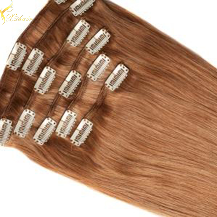 Cheap unproessed straight no tangle & shedding double weft remy clip in hair extension 220 grams