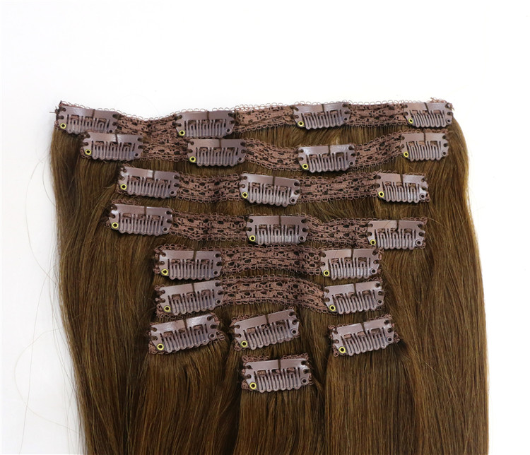 Clip in human hair extensions