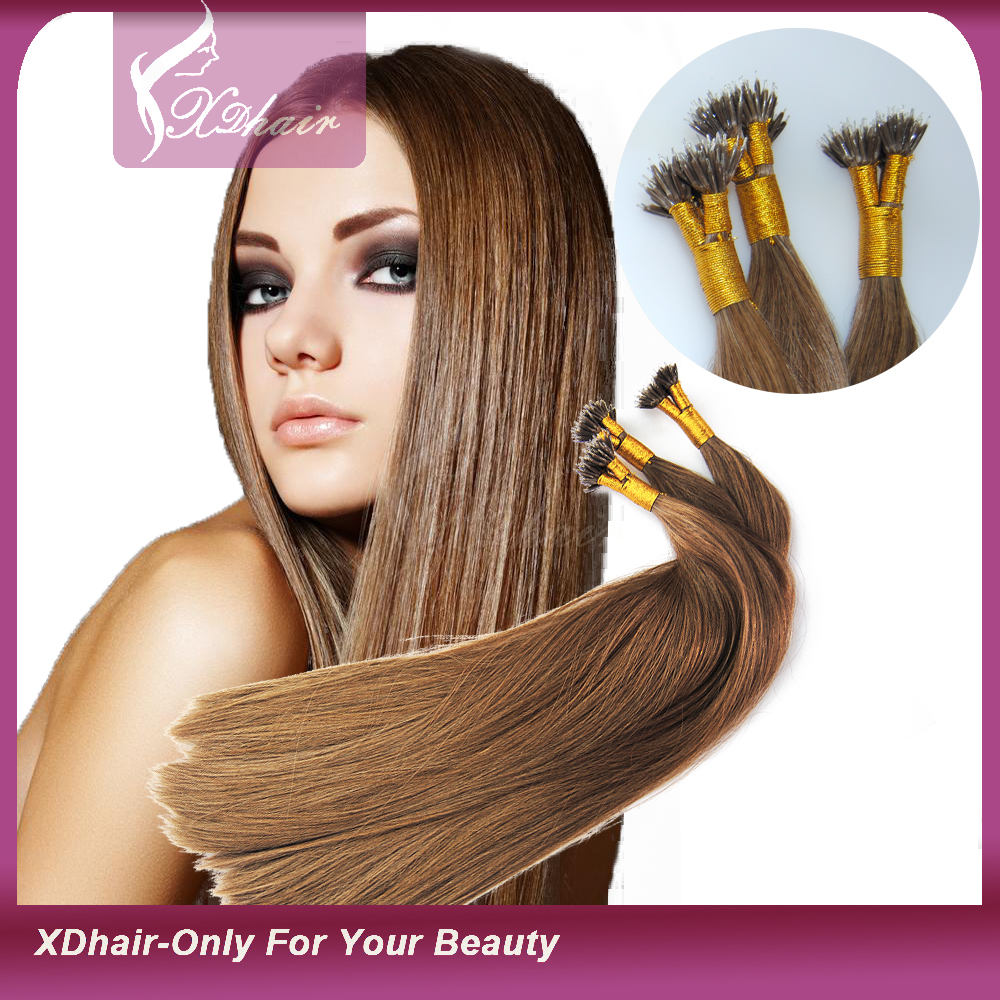 Cold Fusion New Products Alibaba China brasilianisches Jungfrau-Haar Rohboden 100% Echthaar Nano Tip Hair Extensions