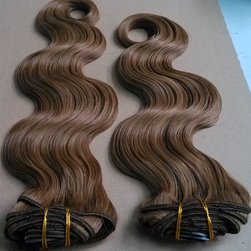 Double Drawn Natural 100% Remy Human hair lace clip in hair extensions
