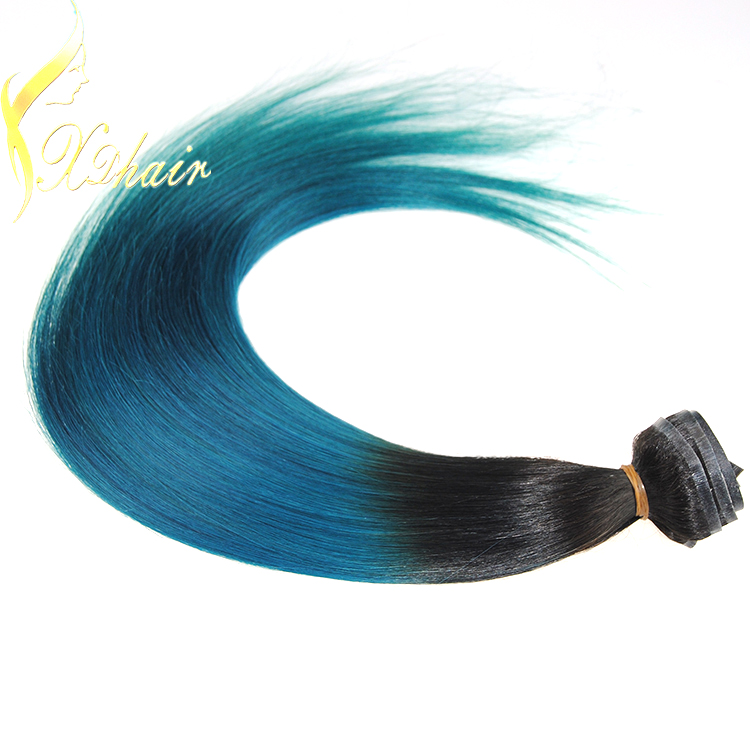 Double Drawn Ombre remy brazilian hair seamless straight clip in hair extensions tape in human hair