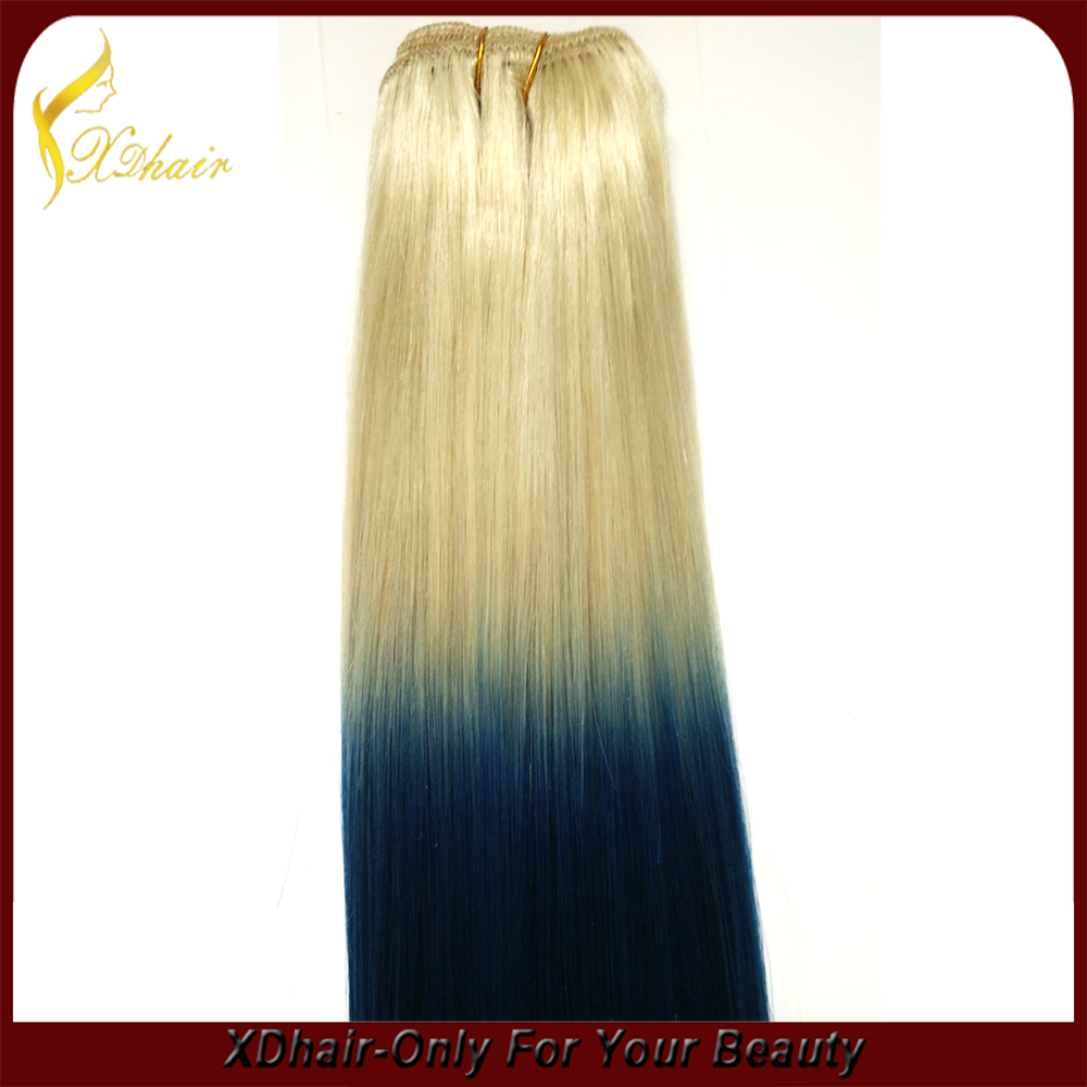 Double drawn 100% human hair straight  wave ombre wave  mix color hair extension