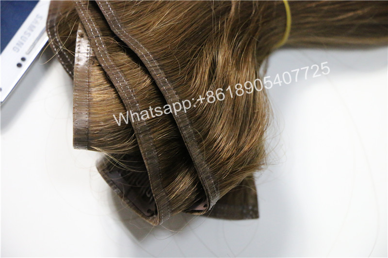 Double drawn cheap 100% human hair blonde hair clip in hair extension