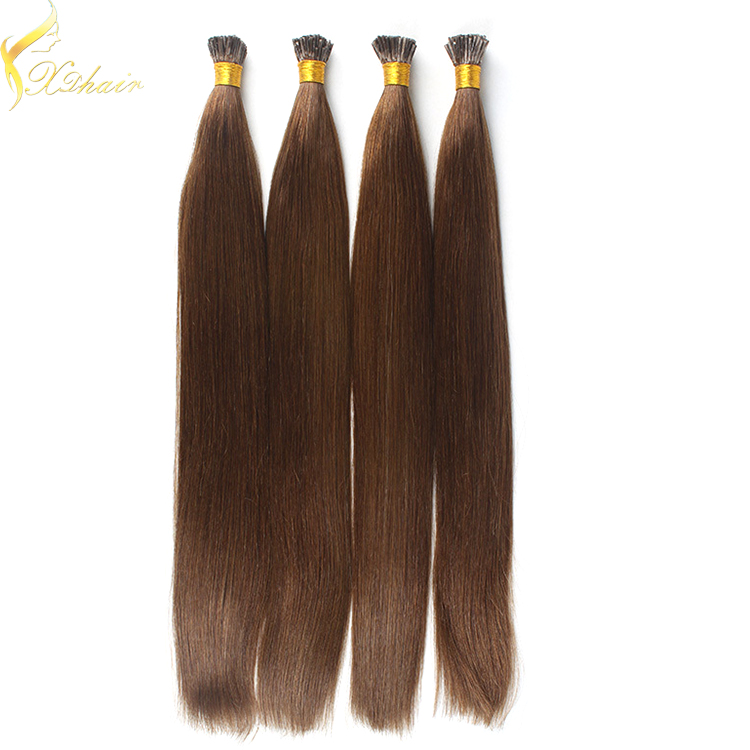Double drawn prebonded hair extension russian i tip hair extensions 1g