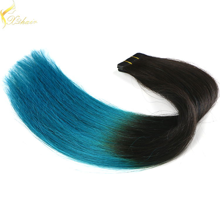Double weft full cuticle wholesale virgin human ombre tape extensions double drawn