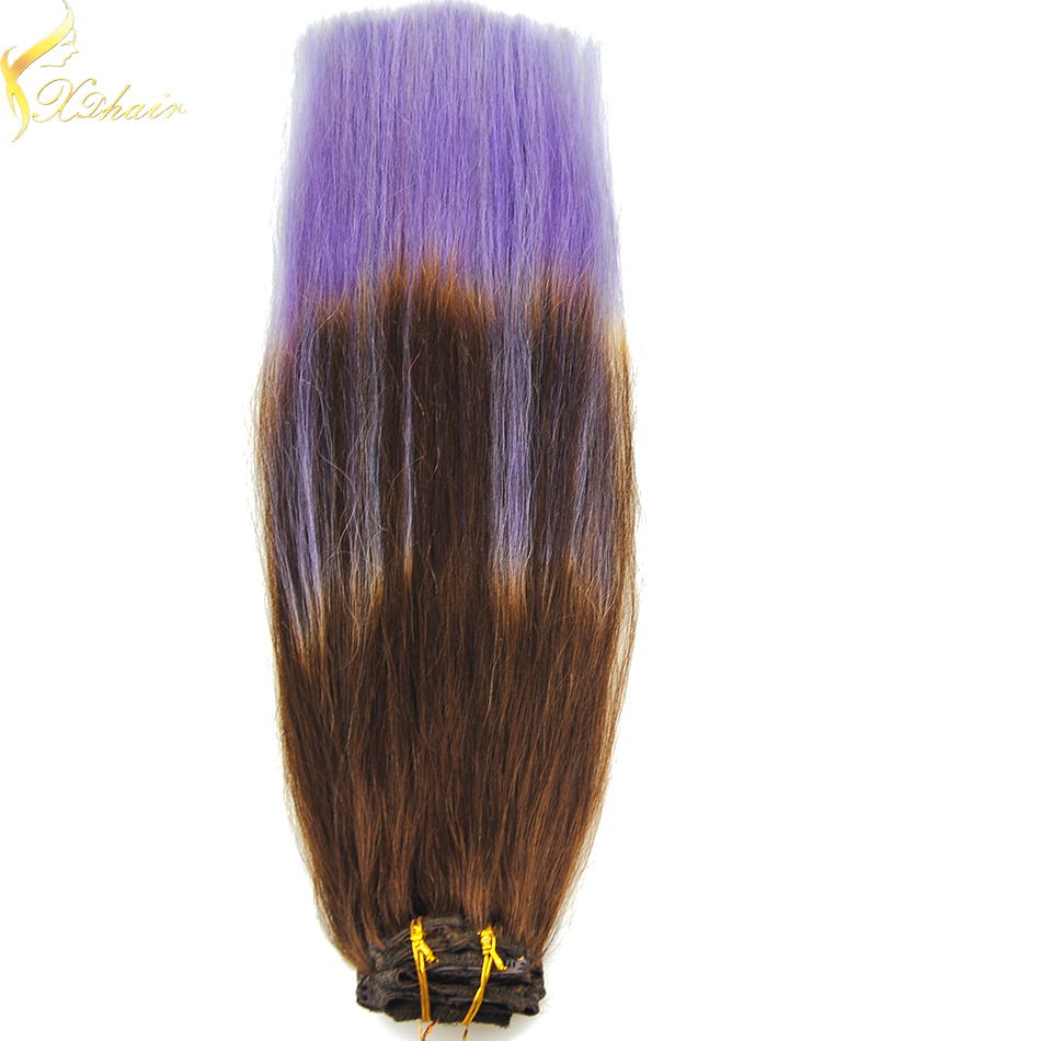 Exquisite different weight 100g 120g 160g 220g 260g 100% brazilian hair clip in hair extensions  20"