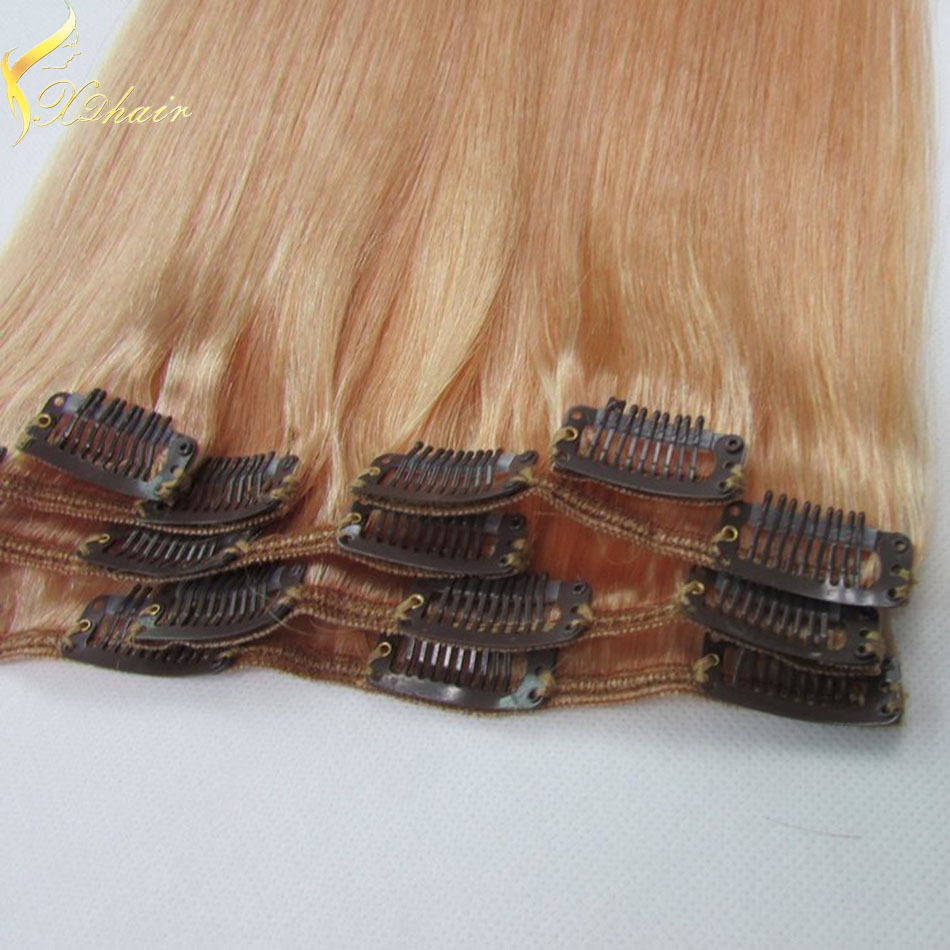 Exquisite different weight 100g 120g 160g 220g 260g 100% brazilian hair clip in hair extensions brown 20"