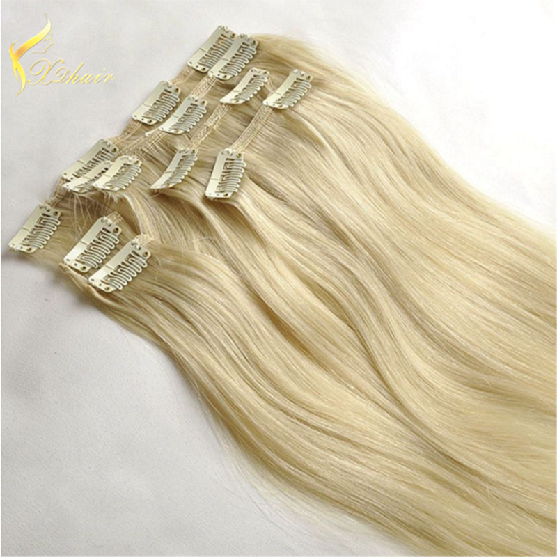 Factory Supplier bleach blonde color clip in human hair extensions