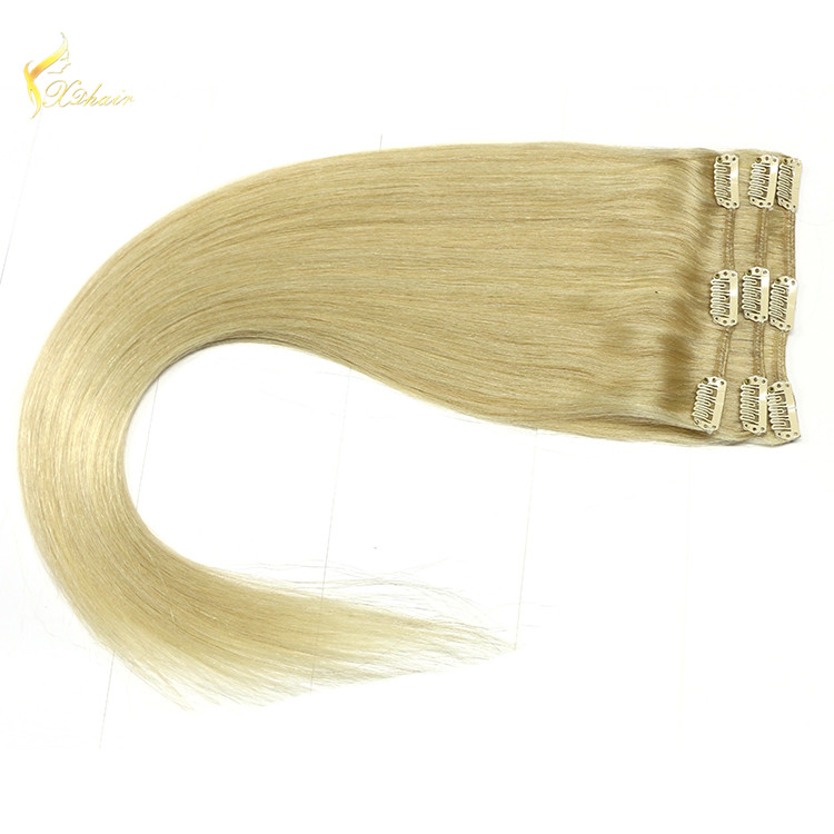 Factory Wholesale 120g 160g 200g 220g 100% human hair virgin remy clip in hair extensions