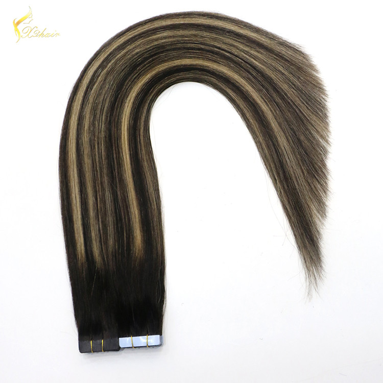 Factory price shining unprocessed virgin brazilian straight tape hair extension