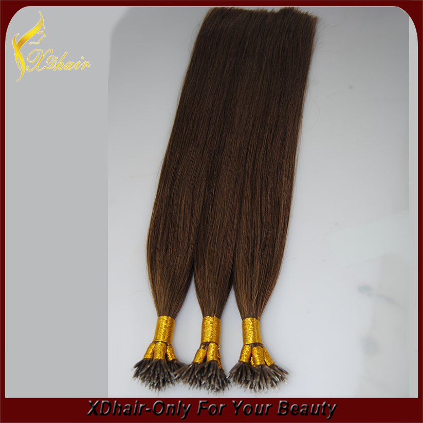 Factory wholesale remy human hair nano tip hair products Brown long straight hair