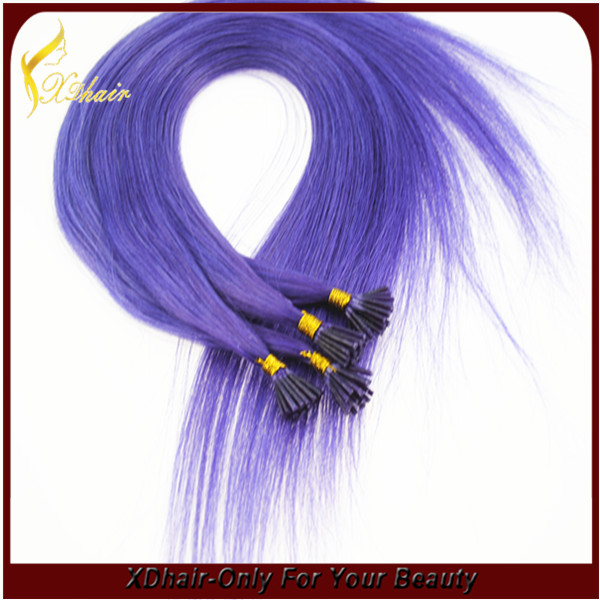 Fashion style purple i tip brazilian hair extensions