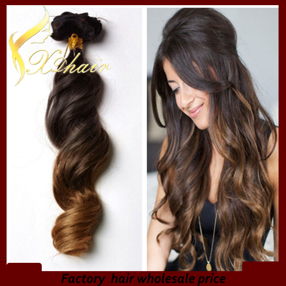 7a Grado remy virginal de la onda del pelo humano chapuzón ombre extensión del pelo del tinte 50g a 260g de pelo