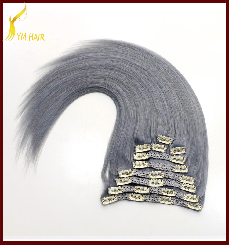 Gray color Fashionable and cheap Brazilian 100% remy human hair for New Year's gift wholesale hair clips