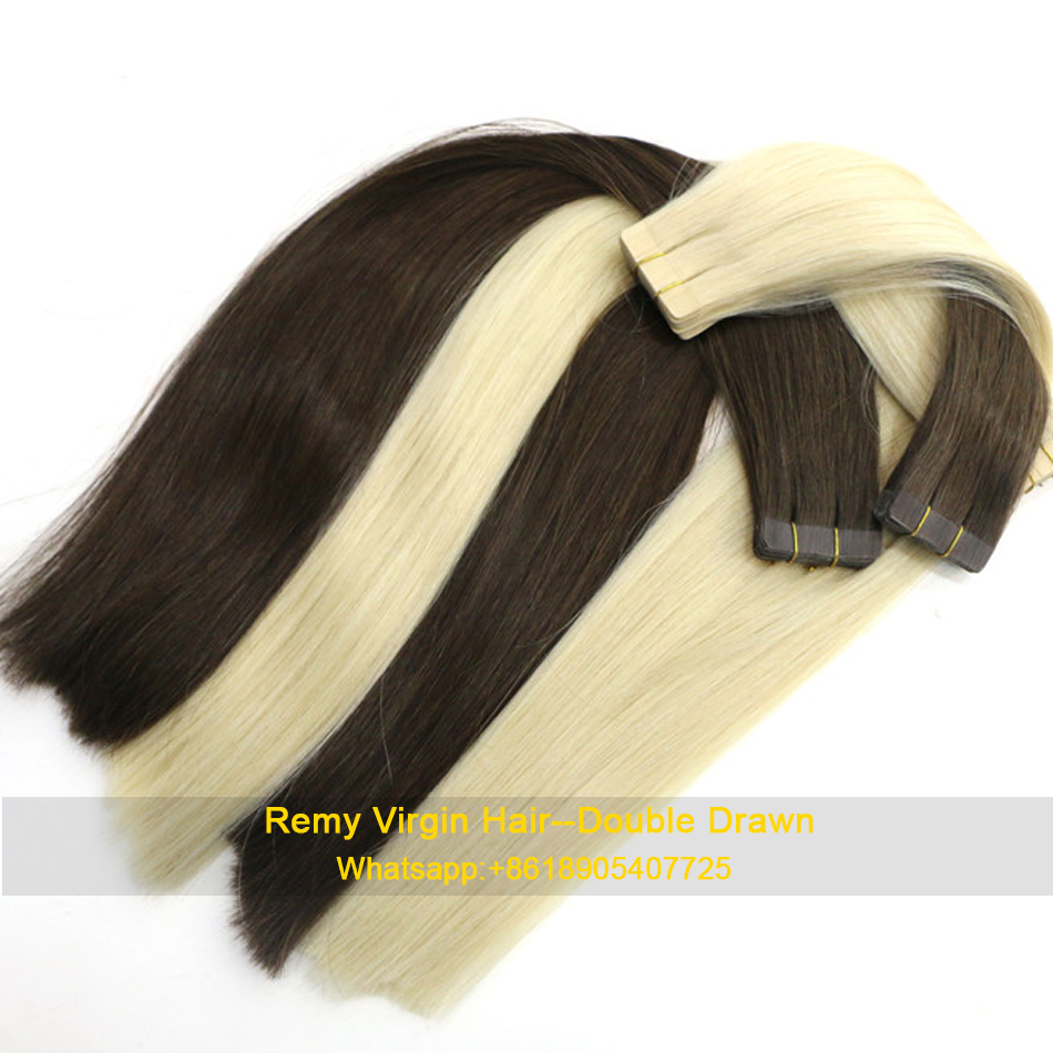 High quality brazilian hair 100% virgin brazilian silky straight remy human tape hair extension