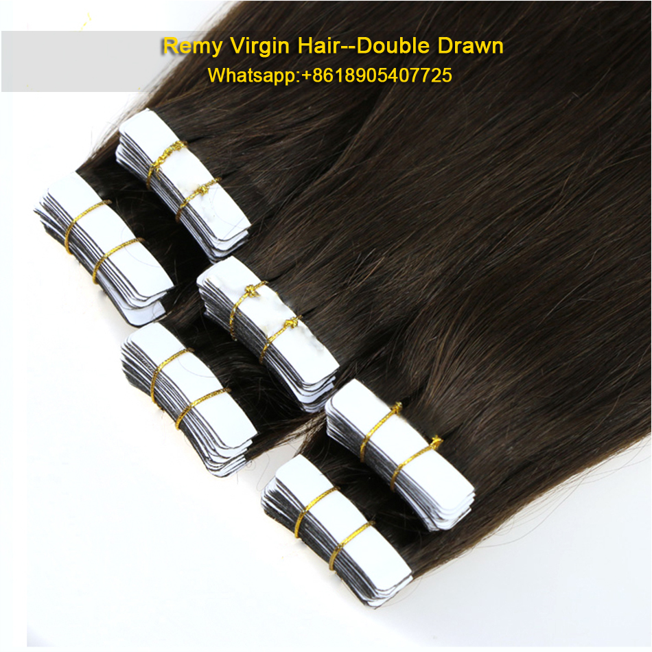 High quality india hair 100% virgin brazilian silky straight remy human tape hair extension