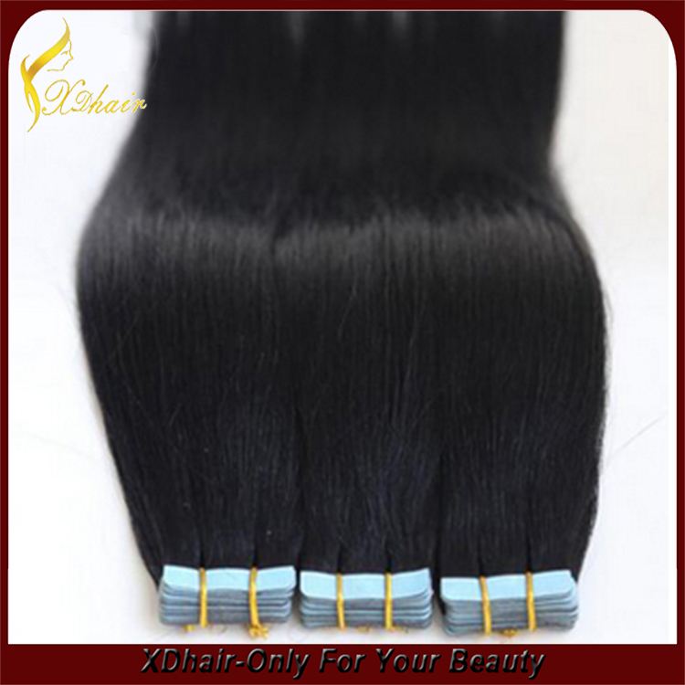 High quality new style blue glue 100% Indian virgin remy hair double drawn American blue glue tape hair extension