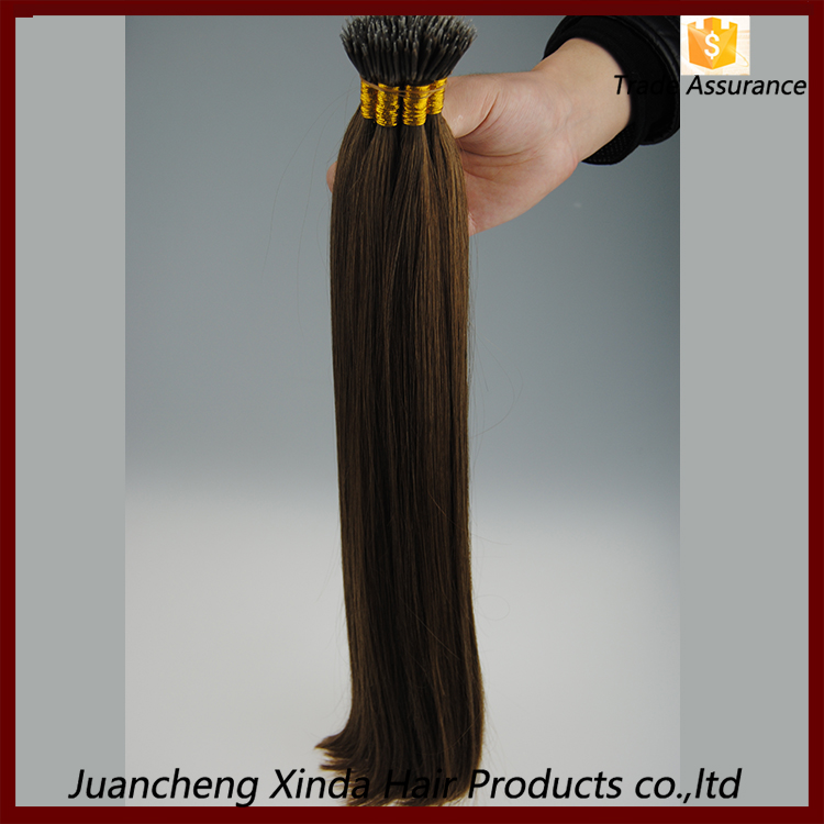Holesale brésilienne de cheveux de remy 100% remy échantillon des extensions de cheveux humains accueilli extensions de cheveux anneau de nano