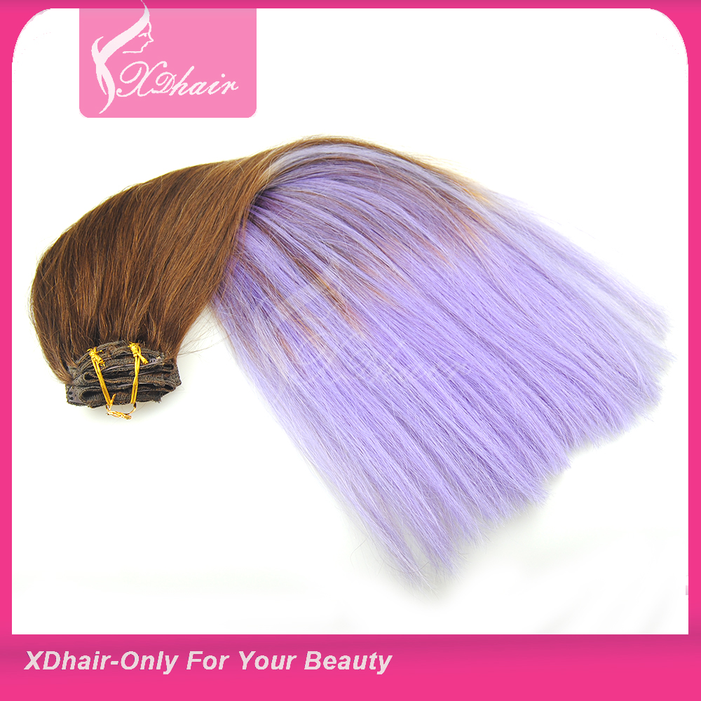 Hot Fashion humain Balayage cheveux Two Tone couleur 22 pouces 220gram clip dans Extension de cheveux