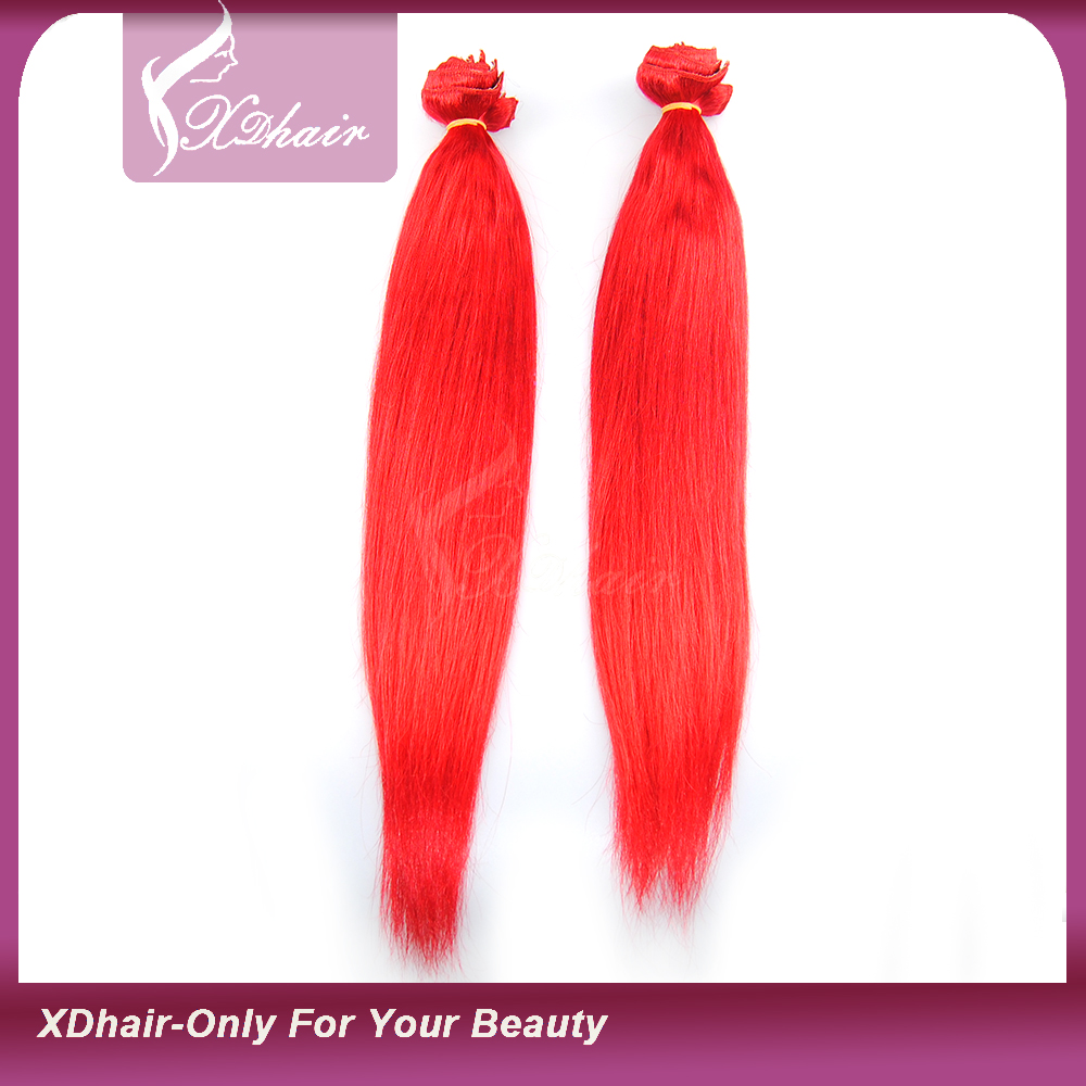 Hot Fashion Human Hair Red Color 22 inch 220gram Clip in Hair Extension