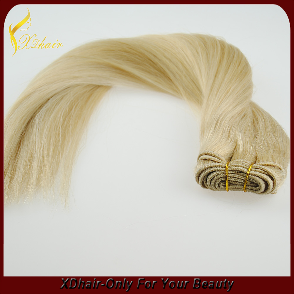 Heiße neue Produkte für 2015 Nagelhaut reines remy Großhandels 7A Klasse blonde brasilianischen Haares