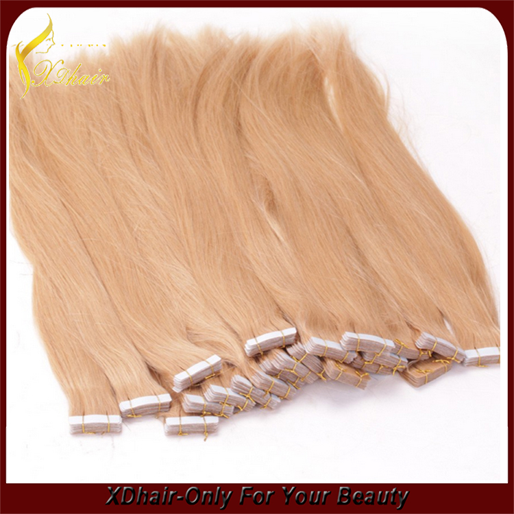 Hot sale high quality 100% European virgin remy hair double drawn American blue glue tape hair extension