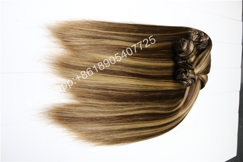 Hot sale high quality piano color Clip In Hair Extension human hair Grade Brazilian Hair