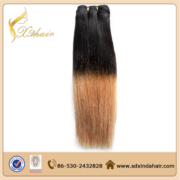 Hot sale ombre hair extension two colored cheap brazilian hair weaving/ hair weave
