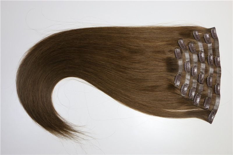 Hot selling skin weft clip in hair wholesale double drawn virgin remy human hair extention 200g clip in piano color