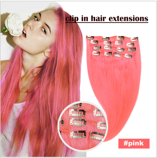 Human hair extension supplier from China clip on hair high light color remy hair