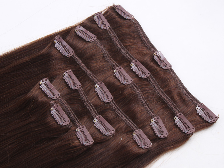 Op voorraad hete verkoop mode nieuwe 8A grade onbewerkte clip stijlen in LEVERANCIER hair extensions