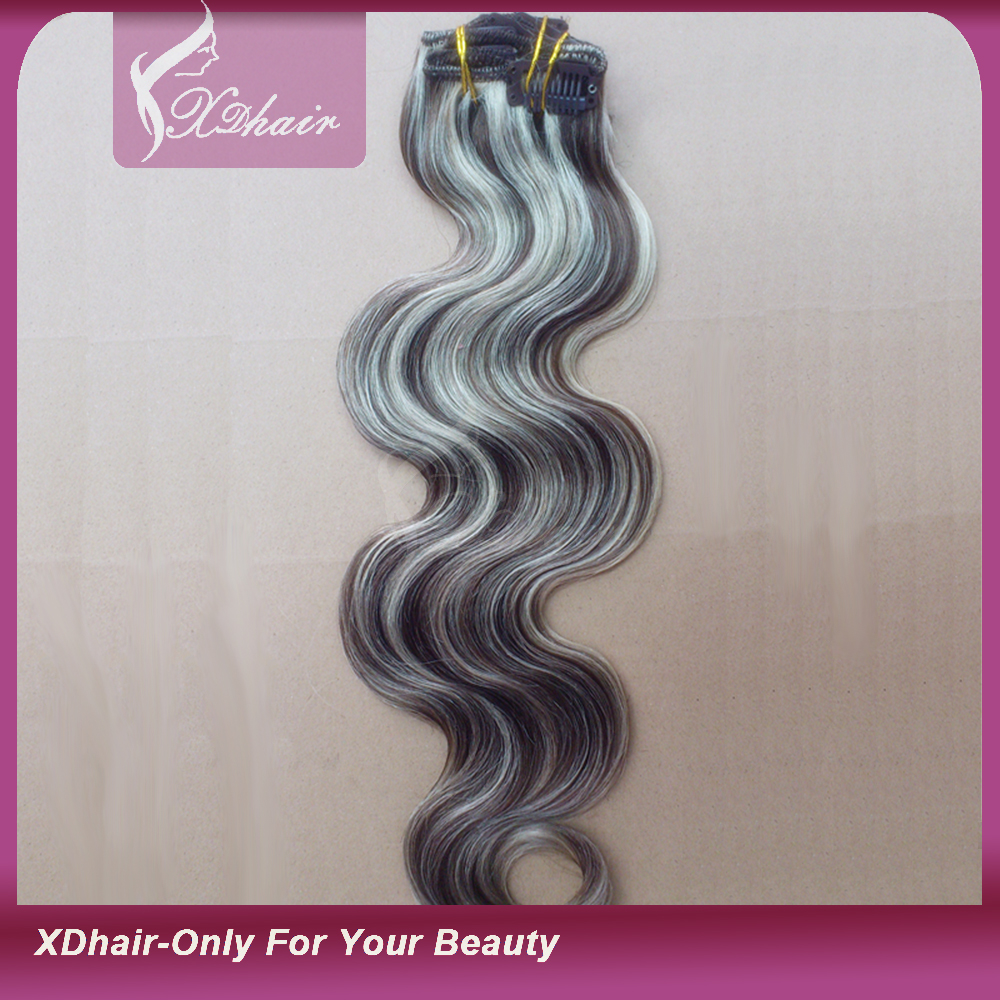 Couleur mixte 100% cheveux humains 8 Piece / Set Fabrication clip de gros dans les extensions de cheveux