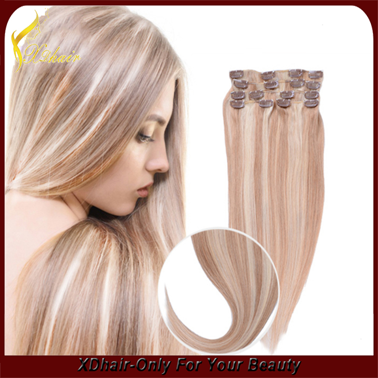 New product hot sale 100% Brazilian virgin remy hair best colored double weft clip in hair extension