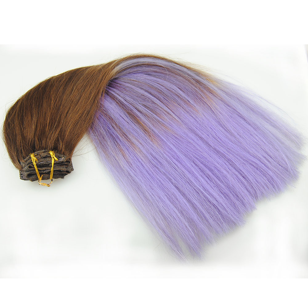 Ombre tremper clip colorant dans l'extension de cheveux pince brésilien sur cheveux