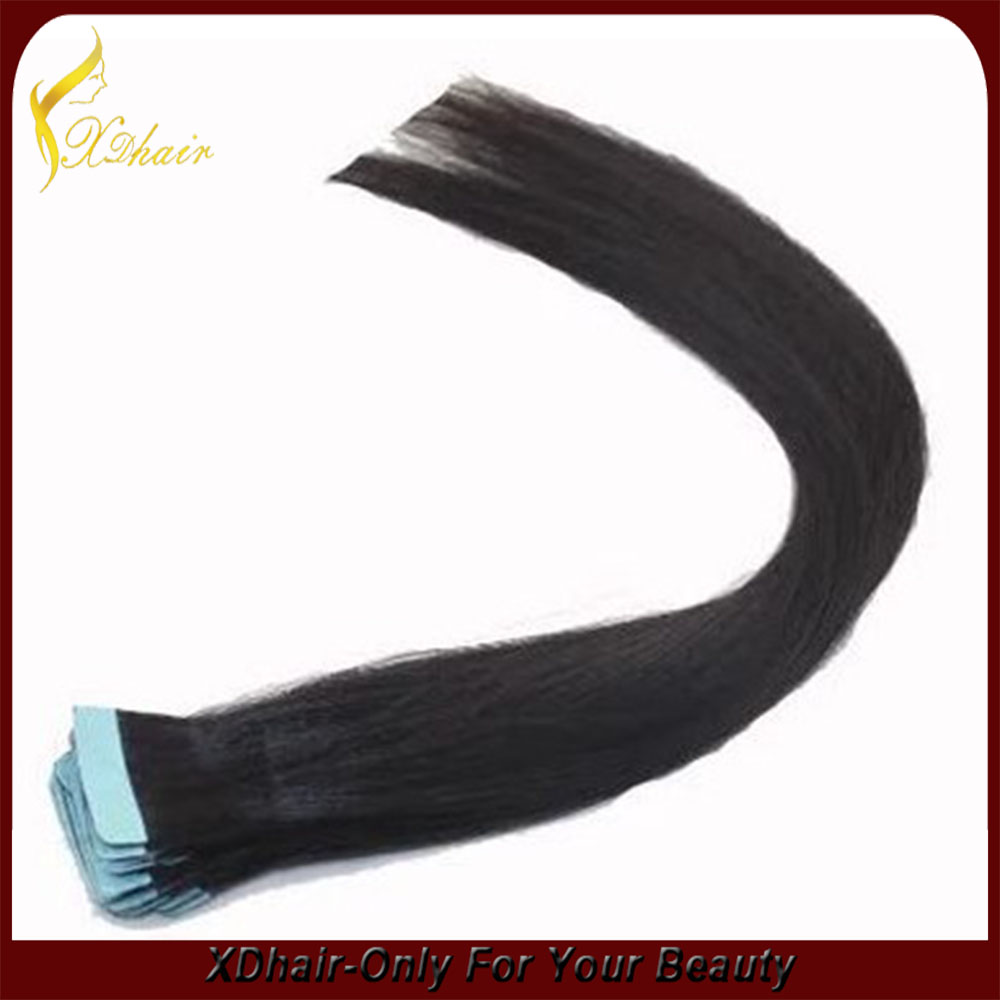 El pelo de la cinta de ancho 4 cm de extensión con pegamento fuerte remy virginal extensión del pelo humano