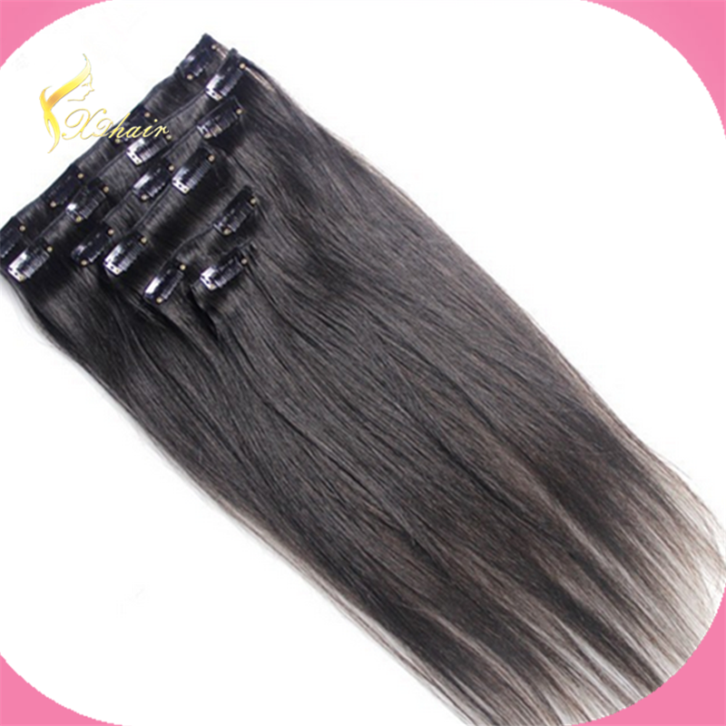 Top Quality Cheap Price #1b Human Hair Extensions 220g virgin brazilian hair clip in hair