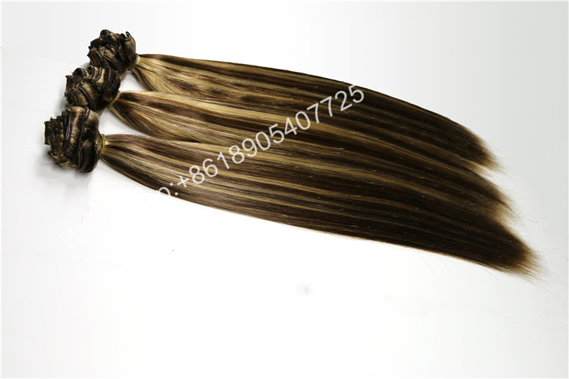 Top Quality Human hair Double Drawn piano color Clip In Hair Extension 8A Grade Brazilian Hair
